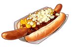  chili chili_dog food hot_dog momiji_mao no_humans original simple_background white_background 