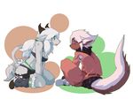  brown_fur canine caprine dog female fur goat green_eyes grey_fur grey_hair hair higoro kemono long_hair mammal red_eyes short_hair 