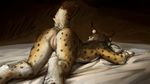  2015 ass_up bed clitoral_hood ear_piercing feline female lying lynx mammal nude on_front piercing pussy raised_tail snowskau solo 