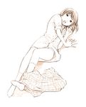  feet monochrome original sketch skirt socks soles solo traditional_media undressing yoshitomi_akihito 