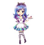  1girl alice_(wonderland)_(cosplay) alice_in_wonderland apron blue_eyes blue_hair boots bottle cake cosplay fairy_tail food gloves juvia_loxar ribbon simple_background solo thighhighs 
