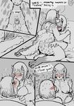  age_difference big_breasts breasts canine clothing comic dialogue drooling female fur grey_fur hand_on_thigh incest kissing male mammal mature mother mother_and_son mrs_krita panties parent paru_(artist) saliva son sudd sweat underwear 