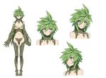  blue_eyes breasts character_sheet concept_art dryad expressions eyes_visible_through_hair full_body green_hair kii_(monster_musume) large_breasts leaf long_hair monster_girl monster_musume_no_iru_nichijou multiple_views navel nude official_art plant_girl plant_hair simple_background white_background 