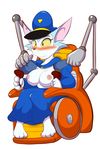  anthro arctic_fox big_breasts blush breasts canine carmen clothing female fox mammal mechanical_arms patrol_03 patrouille_03 police_officer solo wheelchair 