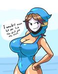  bandit brown_hair cleavage clothed clothing english_text female hair hood mario_bros nintendo solo text video_games wet 
