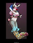  big_feet blackshirtboy clothing clown gender_transformation lagomorph legwear mammal rabbit socks transformation 