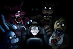  ambiguous_gender animatronic anthro avian bear bird bonnie_(fnaf) canine chair chica_(fnaf) chicken cupcake five_nights_at_freddy&#039;s food fox foxy_(fnaf) freddy_(fnaf) golden_freddy_(fnaf) group gt18 hook human imminent_death lagomorph looking_at_viewer machine male mammal nightmare_fuel rabbit robot teeth video_games 