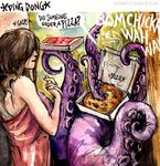  2015 dialogue door duo food gasp human humor kenket mammal monster pizza purple_skin tentacles text towel 