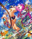  ass barefoot bikini butt_crack long_hair looking_at_viewer looking_back open_mouth pink_eyes pink_hair shingeki_no_bahamut solo swimsuit whip yui_(niikyouzou) 