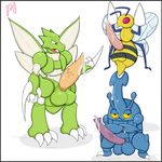  animal_genitalia arthropod balls bee beedrill beetle big_balls big_penis blush cum erection feral heracross horn huge_balls insect looking_at_viewer male mantis nintendo open_mouth penis pfh pok&eacute;mon red_eyes scyther simple_background tongue vein video_games 