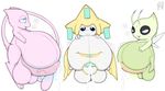  balls belly big_belly blue_eyes blush bulge celebi cum digestion erection group jirachi legendary_pok&eacute;mon looking_at_viewer male mammal mew nintendo nude open_mouth penis pfh pok&eacute;mon simple_background smile tongue video_games vore white_background 