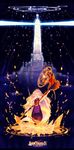  aohato castle fantasy fire furry highres lighthouse long_hair magic pixiv_fantasia pixiv_fantasia_4 solo staff very_long_hair walking 