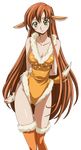  1girl animal_ears bare_shoulders blush breasts brown_hair cleavage code_geass code_geass:_nunnally_in_wonderland cosplay fawn female fur_trim green_eyes leotard long_hair looking_at_viewer render shirley_fenette simple_background smile solo stitched tail thigh_gap thighhighs very_long_hair 