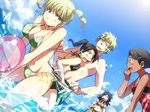  4girls :d :o adamas_(manga) angry back ball bangs beachball bikini bikini_skirt black_bikini black_hair blonde_hair blush bow breast_press breasts carmen_pizarro cleavage clenched_hand clenched_hands cloud constricted_pupils dark_skin day dutch_angle em_crazy esmeralda_lange eye_contact floral_print general_zhin green_bikini green_eyes hand_to_own_mouth high_ponytail jealous large_breasts leaning_forward lens_flare long_hair looking_at_another male_swimwear medium_breasts multiple_girls navel o-ring o-ring_bikini o-ring_top ocean open_mouth outdoors parted_lips polka_dot polka_dot_bikini polka_dot_swimsuit ponytail print_bikini profile ryuuzaki_reika_(adamas) sarong see-through shirtless short_hair short_twintails shorts showgirl_skirt side-tie_bikini sky smile spiked_hair splashing sun swim_trunks swimsuit swimwear tani_hiromi_ratranaji transparent twintails v-shaped_eyebrows v_arms wading water wavy_mouth wet yellow_bikini yellow_eyes 