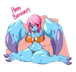  alpha_channel birthday clothed clothing cornfrosty cteno female freckles half-dressed monster monster_girl panties simple_background solo topless transparent_background underwear wide_hips 