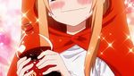  1girl animal_costume animated animated_gif blonde_hair blush brown_eyes doma_umaru drink hamster_costume himouto!_umaru-chan soda 