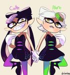  callie_(splatoon) clothing duo female gloves inkling marie_(splatoon) nintendo splatoon video_games yellow_eyes 