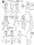  boots canine cat clementine_clevenger clothed clothing cowboy_hat disney dress eyewear feline footwear fox glasses gloves hat katie_dodd lotta_lamour mammal model_sheet monochrome muffy_vanderschmeer myra_foxworthy necklace official_art pith_helmet talespin unknown_artist 