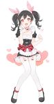  bad_id bad_twitter_id black_hair love_live! love_live!_school_idol_project maid maid_headdress marin_(myuy_3) mogyutto_&quot;love&quot;_de_sekkin_chuu! open_mouth red_eyes short_hair solo thighhighs twintails yazawa_nico 