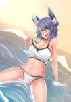  bikini commentary_request eyepatch ginto headgear kantai_collection purple_hair short_hair solo swimsuit tenryuu_(kantai_collection) yellow_eyes 