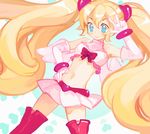  bad_id bad_pixiv_id blonde_hair blue_eyes bracelet crop_top disgaea disgaea_d2 elbow_gloves flonne gloves heart heart-shaped_pupils jewelry k_(sktchblg) long_hair magical_girl midriff multicolored multicolored_eyes navel pink_eyes pink_legwear pure_flonne skirt smile solo symbol-shaped_pupils thighhighs twintails v white_gloves white_skirt wings 