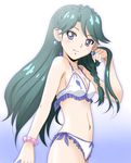  amraam120c bikini blue_eyes go!_princess_precure green_hair kaidou_minami long_hair precure solo standing swimsuit 