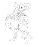  anthro belly big_belly canine claws clothed clothing female fully_clothed fur ghoul_school grindavikbydaylight hyper hyper_belly mammal monochrome overweight scooby-doo_(series) simple_background solo thick_thighs toe_claws were werewolf white_background winnie_werewolf_(ghoul_school) 