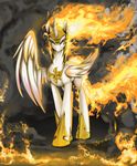  2014 2015 animated armor equine equumamici female fire friendship_is_magic helmet hi_res horn looking_at_viewer mammal my_little_pony princess_celestia_(mlp) purple_eyes santagiera slit_pupils smoke solo standing winged_unicorn wings 