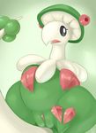  breloom butt clitoris female gradient_background green_background nintendo open_mouth pcred566 pok&eacute;mon pussy simple_background sitting solo tongue video_games 