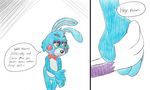  animatronic blue_fur cpctail feline five_nights_at_freddy&#039;s five_nights_at_freddy&#039;s_2 fur grab_hand lagomorph machine mammal purple_fur rabbit robot speech_bubble toy_bonnie_(fnaf) video_games 