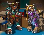  2015 armor bovine catmonkshiro chair clothing computers desks diaper door duo female gamers gender_transformation hooves male mammal pheagle philadelphia_eagles tauren torn_clothing transformation uniform video_games warcraft world_of_warcraft 