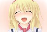  alice_margatroid blonde_hair blush closed_eyes face happy ni_(ippozenshin) open_mouth short_hair solo touhou 