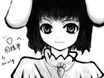  animal_ears bunny_ears faux_traditional_media greyscale inaba_tewi monochrome noirly short_hair solo touhou 