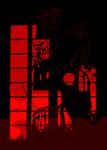  black flandre_scarlet monochrome red silhouette sitting solo touhou window yoshioka_yoshiko 