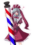  barber_pole blush front_ponytail heart kagiyama_hina ribbon sai_koro solo touhou 