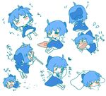  &gt;_&lt; bad_id bad_pixiv_id candy chibi cirno closed_eyes food honoka_(komakami) lollipop minigirl mirror short_hair touhou 