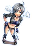 :p ahoge angel_(kof) bad_id bad_pixiv_id breasts jacket large_breasts riko_(pixiv415667) silver_hair solo the_king_of_fighters tongue tongue_out wings 