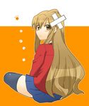  aisaka_taiga brown_eyes brown_hair haruno_(kanimeshi) long_hair school_uniform solo tears thighhighs toradora! 