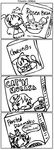  4girls 4koma cereal cereal_box cirno comic greyscale highres kirbym monochrome multiple_girls murasa_minamitsu pun reisen_udongein_inaba silent_comic toramaru_shou touhou 