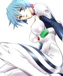  :d ayanami_rei bad_id bad_pixiv_id bangs blue_hair bodysuit breasts from_side hair_between_eyes happy head_tilt large_breasts looking_at_viewer neon_genesis_evangelion open_mouth pilot_suit plugsuit red_eyes short_hair simple_background sitting slender_waist smile solo taniyosi turtleneck white_background white_bodysuit 