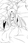  akari_ryuryuwa bad_id bad_pixiv_id bow gohei greyscale hair_bow hakurei_reimu lineart long_hair monochrome ofuda one_eye_closed solo talisman touhou 