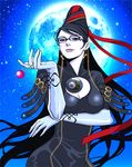  bad_id bad_pixiv_id bayonetta bayonetta_(character) black_hair bodysuit candy food full_moon glasses hands lips lollipop long_hair mole mole_under_mouth moon rachel_(artist) solo 