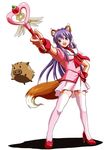  animal_ears botan_(clannad) clannad fox_ears fox_tail fujibayashi_kyou long_hair magical_girl naka_noboru purple_eyes purple_hair solo tail thighhighs wand white_legwear zettai_ryouiki 