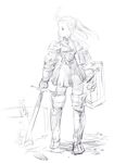  armor bad_id bad_pixiv_id branch_(blackrabbits) final_fantasy greyscale hikari_no_4_senshi monochrome shield sketch solo sword unita weapon 