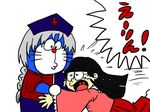  black_hair cosplay doraemon doraemon_(character) glasses hat houraisan_kaguya houraisan_kaguya_(cosplay) kinako_(nurupoga) nobi_nobita parody silver_hair tears touhou yagokoro_eirin yagokoro_eirin_(cosplay) 