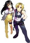  belt black_eyes black_hair blonde_hair blue_eyes catsuit final_fantasy final_fantasy_ix garnet_til_alexandros_xvii gloves long_hair lowres miso_katsu short_hair zidane_tribal 