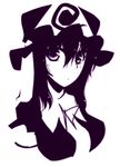  bad_id bad_pixiv_id blending blush breasts din_(flypaper) hat high_contrast medium_breasts monochrome purple saigyouji_yuyuko short_hair solo touhou 