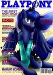  2015 blush cover english_text equine female feral friendship_is_magic horn magazine mammal my_little_pony princess_luna_(mlp) pshyzo solo text winged_unicorn wings 