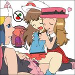  3girls :q aliasing bare_shoulders beanie black_legwear bloggerman blonde_hair blood blue_(pokemon) blue_eyes blue_hair boots breast_grab brown_hair cherry clothed_sex color cowgirl_position cross_section dildo eyes_closed fallopian_tubes female girl_on_top grabbing grabbing_from_behind hat heart hikari_(pokemon) leg_grab licking_lips lineart long_hair miniskirt moaning monochrome multiple_girls nintendo open_mouth ovaries pleated_skirt pokemon profile pussy rapidfirefaraday scarf serena_(pokemon) sex shirt short_hair simple_background skirt smile socks spread_legs straddling strap-on tears thigh_grab thighhighs tongue tongue_out uncensored uterus vaginal very_long_hair virgin white_background yuri 