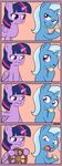  2015 duo empyu equine female food friendship_is_magic hair holding horn long_hair mammal multicolored_hair my_little_pony one_eye_closed open_mouth purple_eyes trixie_(mlp) twilight_sparkle_(mlp) two_tone_hair unicorn wheel winged_unicorn wings 